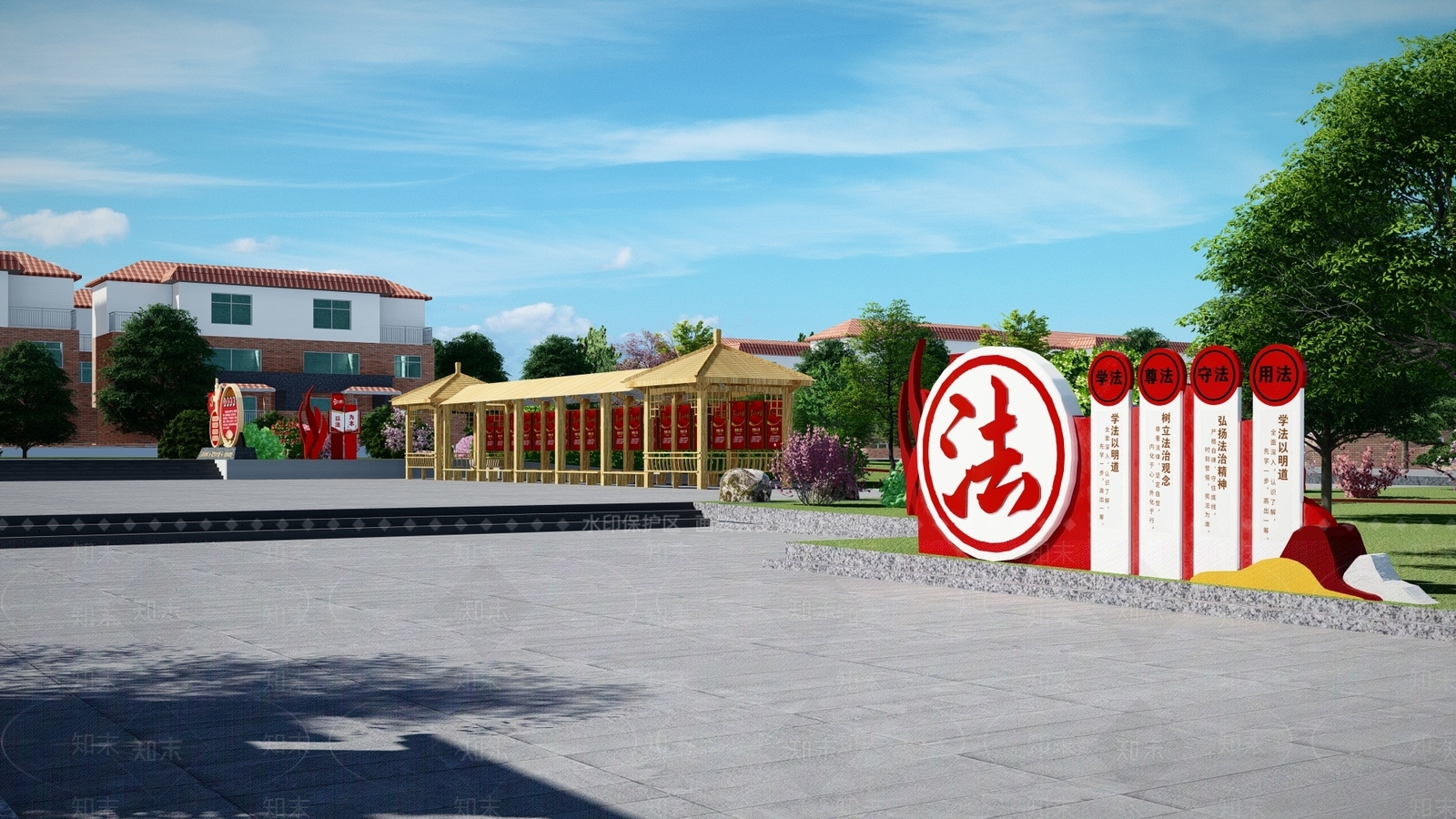 现代党建广场SU模型下载【ID:1126276429】