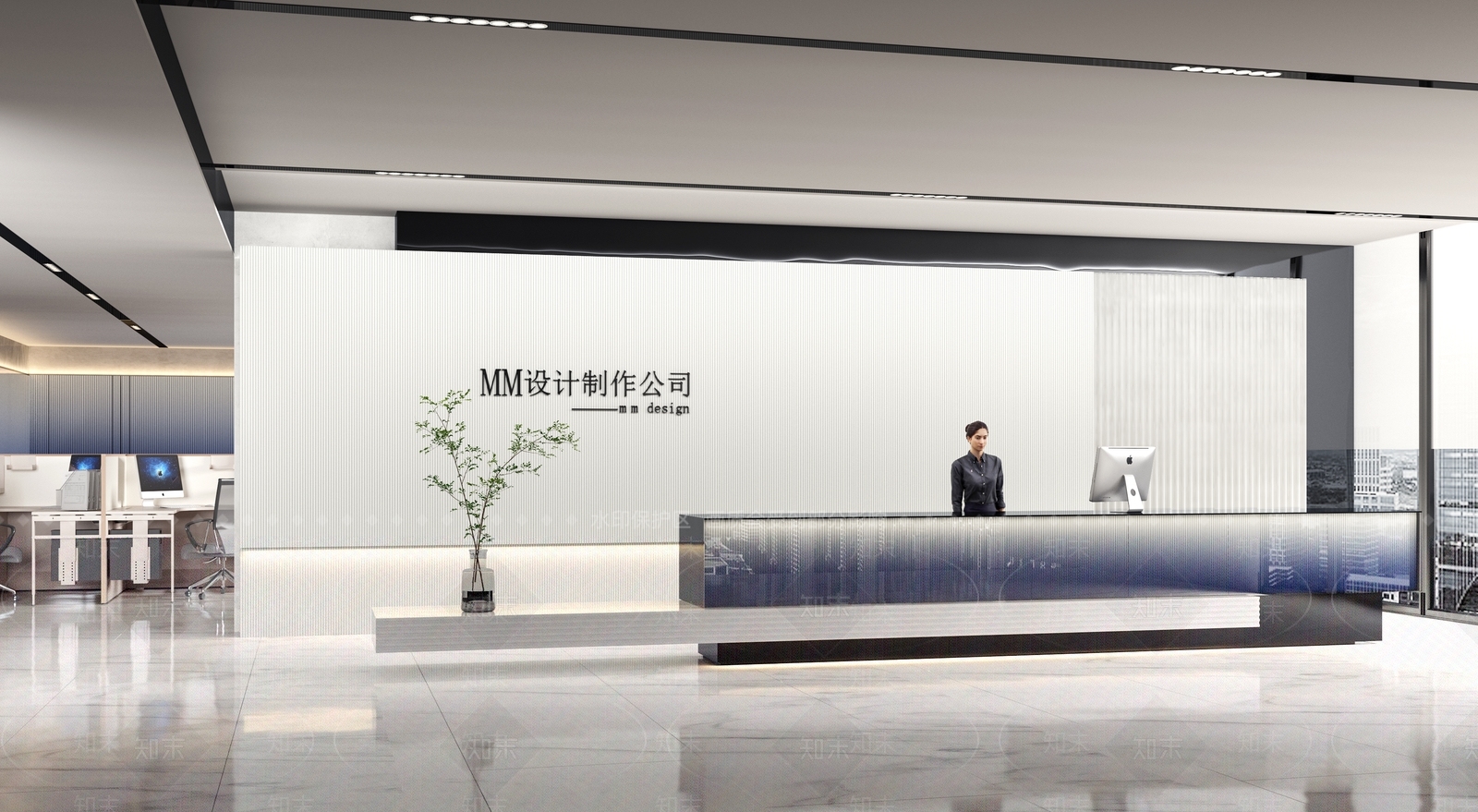 现代办公前台3D模型下载【ID:1126281810】_知末3d模型网