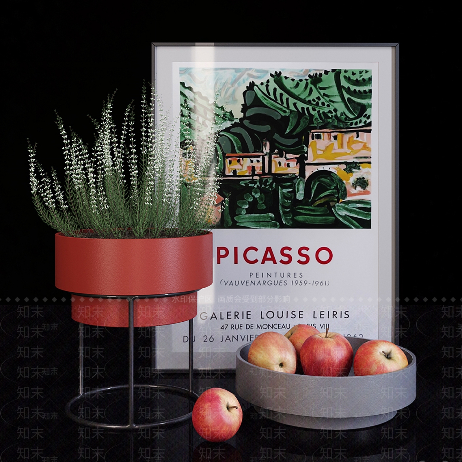 现代盆栽果盘摆设3D模型下载【ID:1126286806】