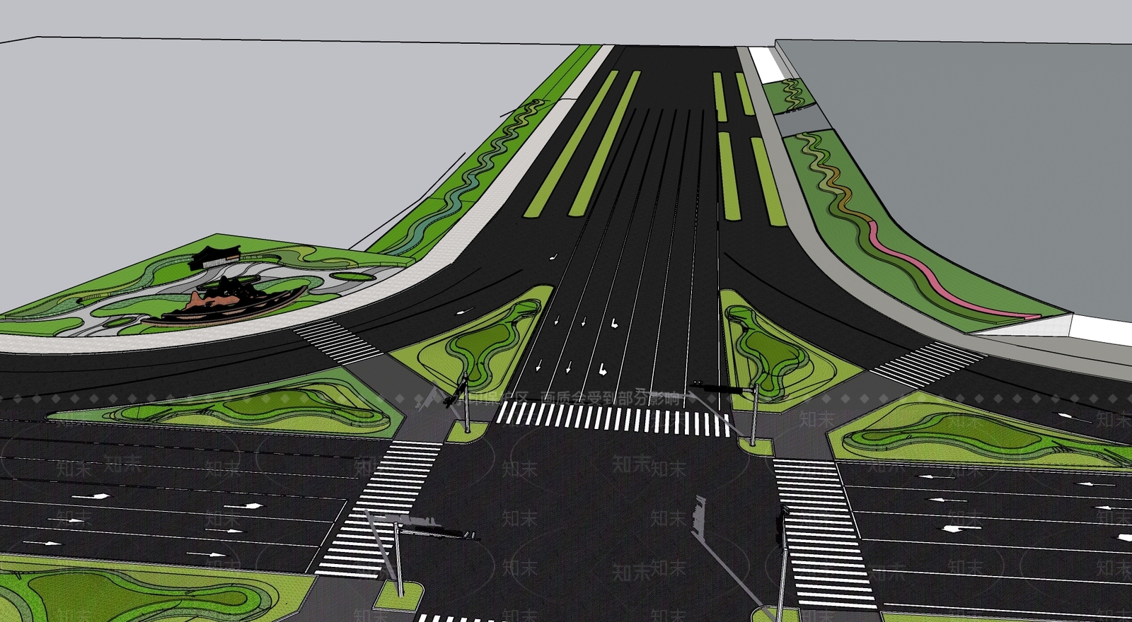 现代道路SU模型下载【ID:1126293675】
