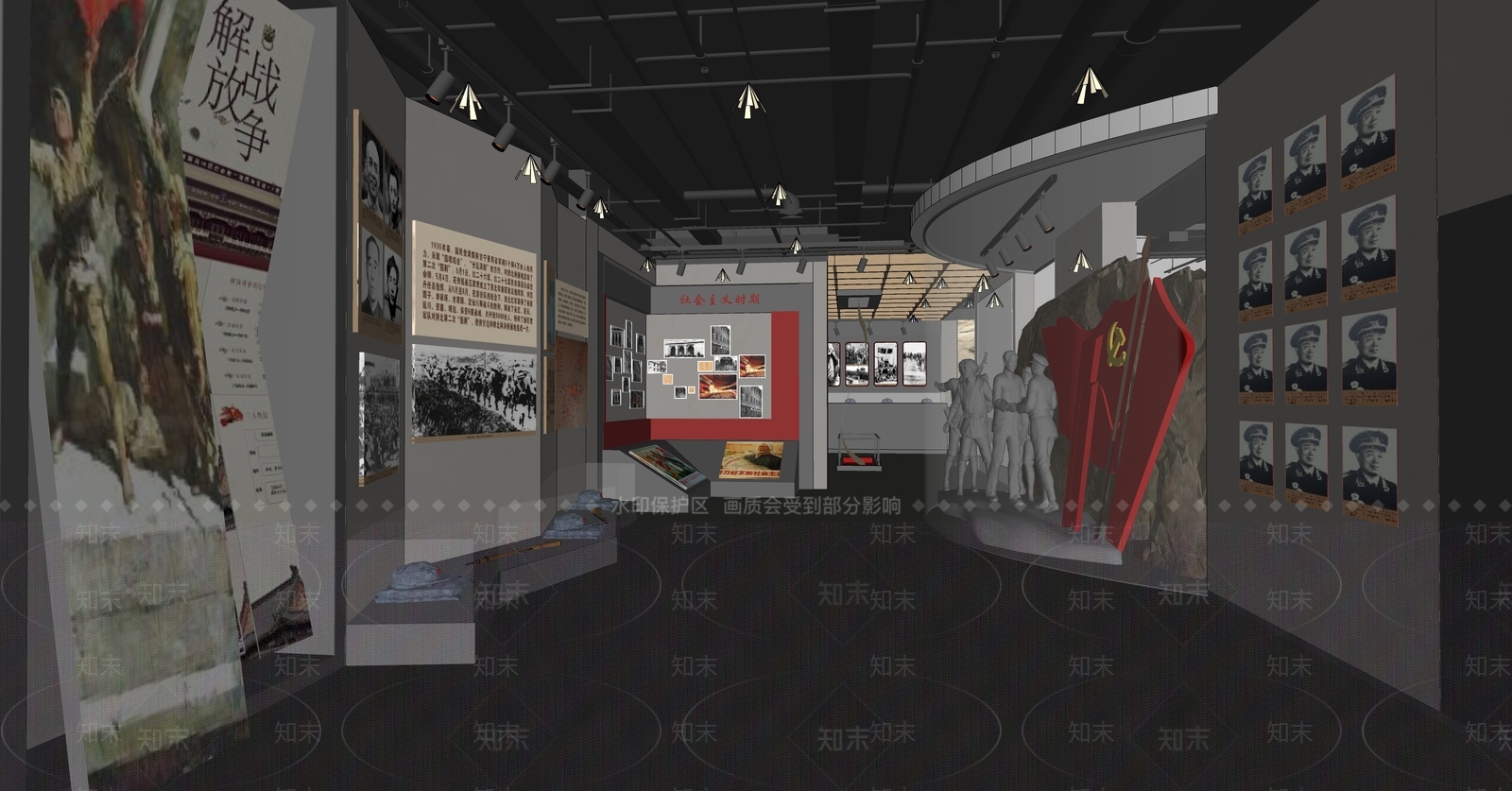 现代党建展厅SU模型下载【ID:1126296110】