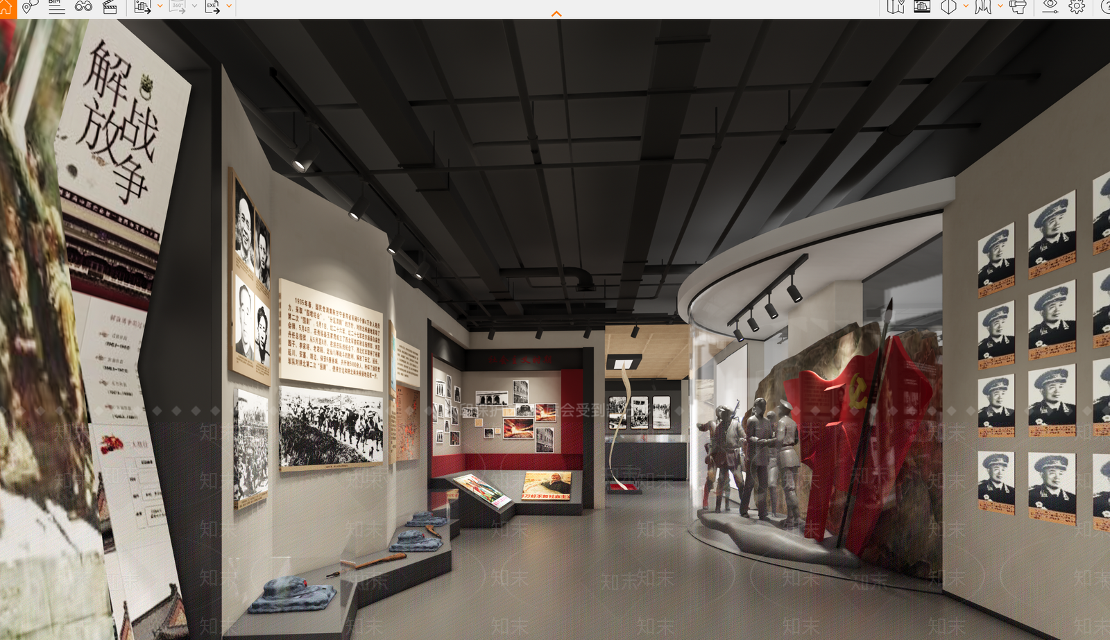 现代党建展厅SU模型下载【ID:1126296110】
