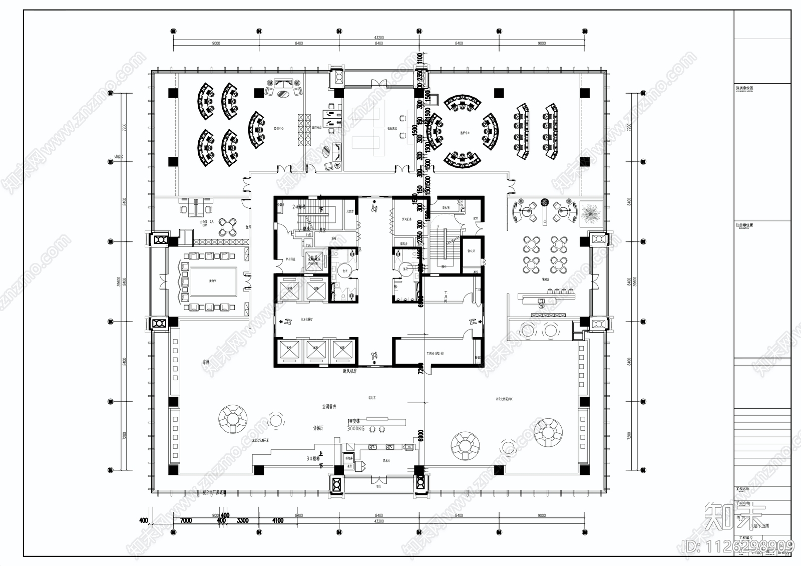 科技办公室平面布置图cad施工图下载【ID:1126298909】