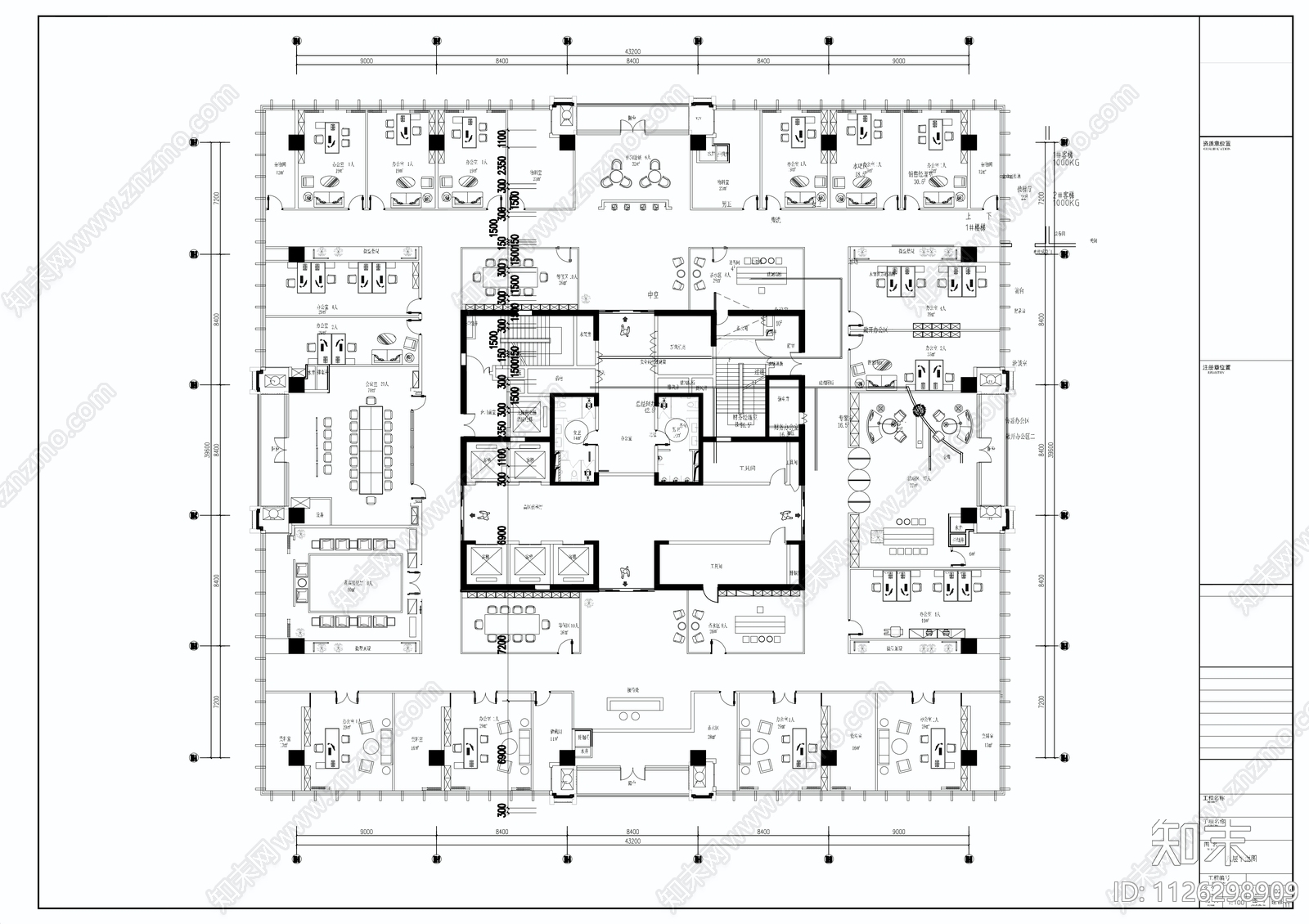 科技办公室平面布置图cad施工图下载【ID:1126298909】