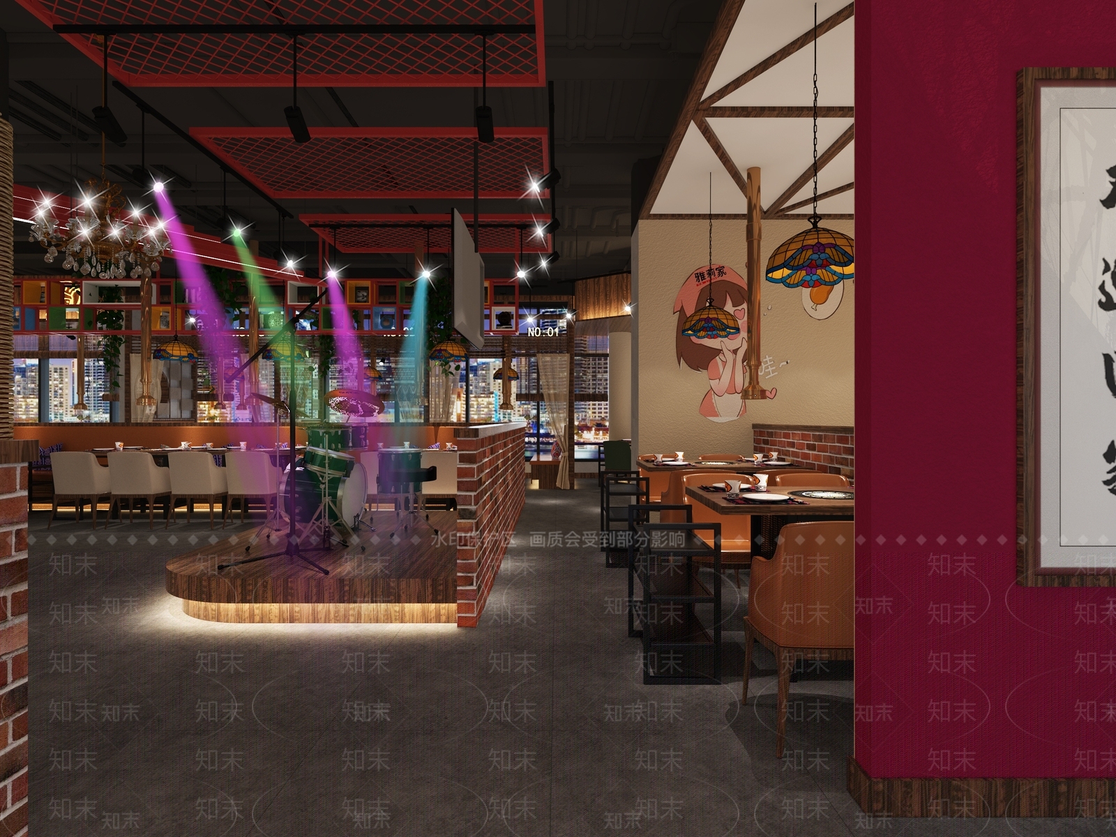 现代烤肉店3D模型下载【ID:1126301399】