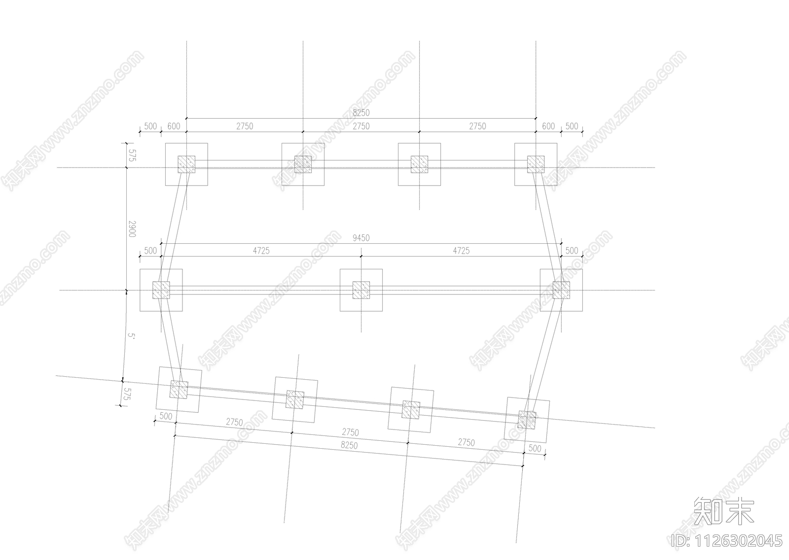 现代简约钢结构异形景观亭cad施工图下载【ID:1126302045】