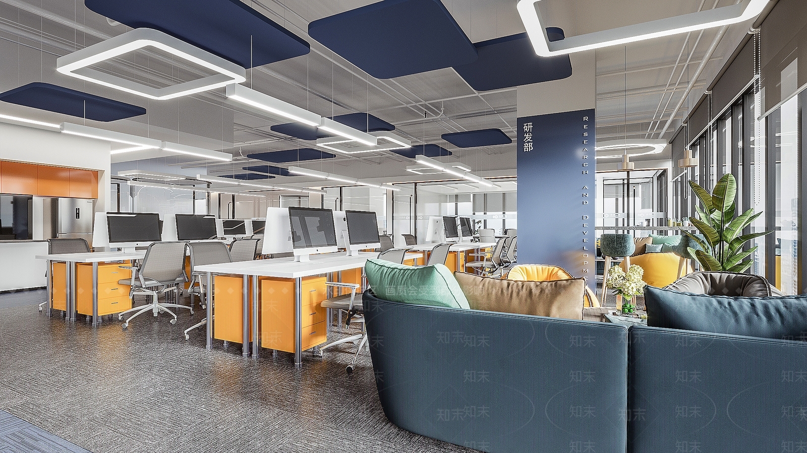 现代公共办公区3D模型下载【ID:1126309353】_知末3d模型网