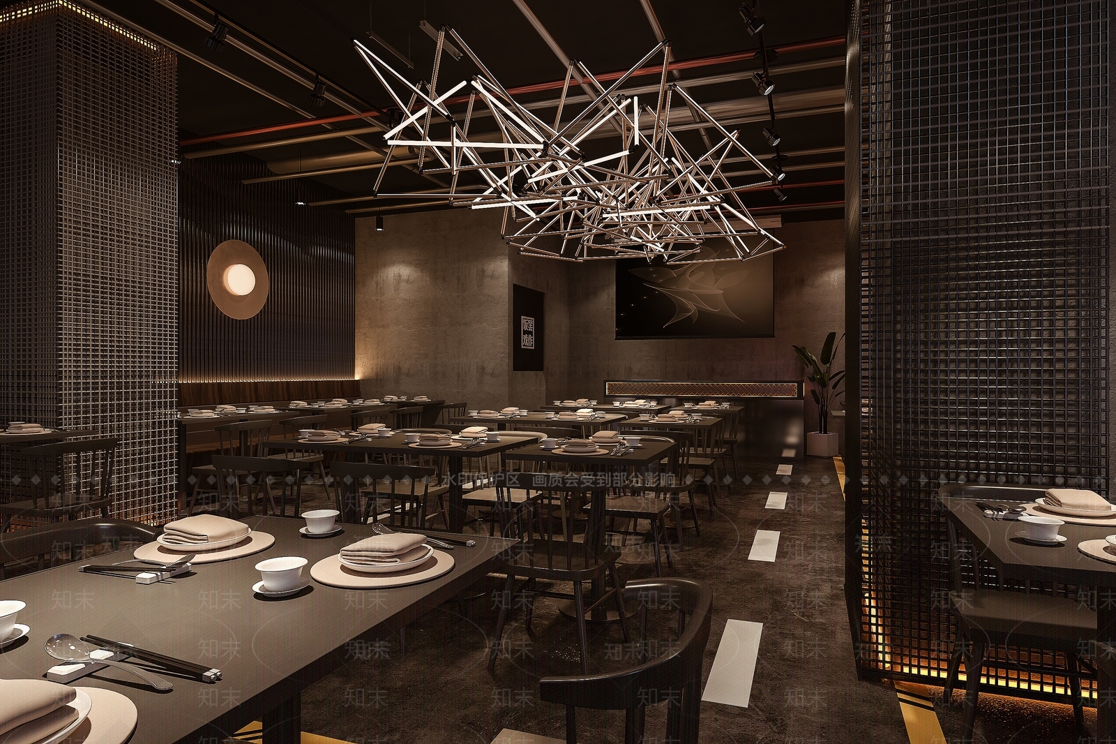工业风餐厅3D模型下载【ID:1126311270】_知末3d模型网