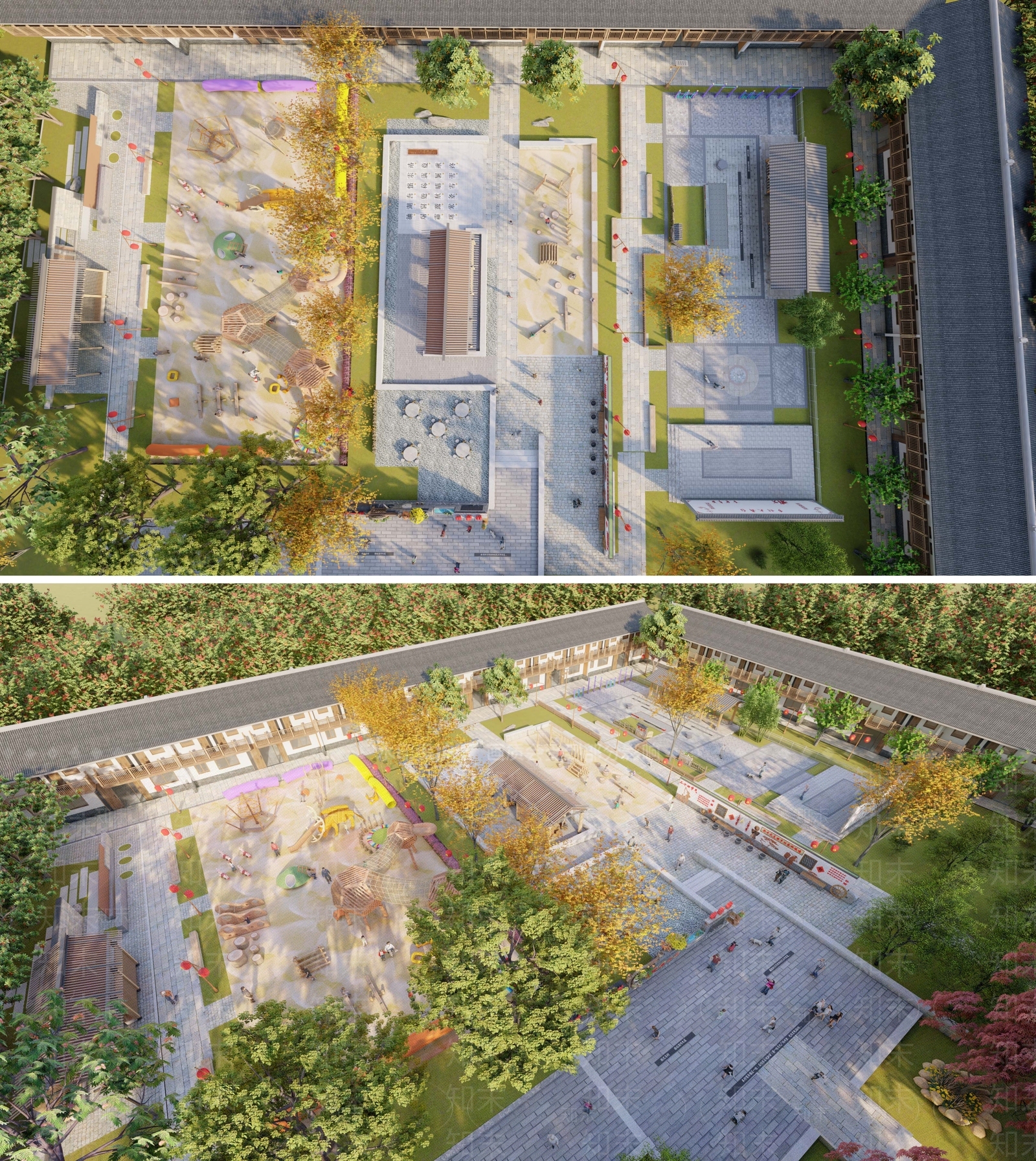 新中式美丽乡村广场景观SU模型下载【ID:1126313118】