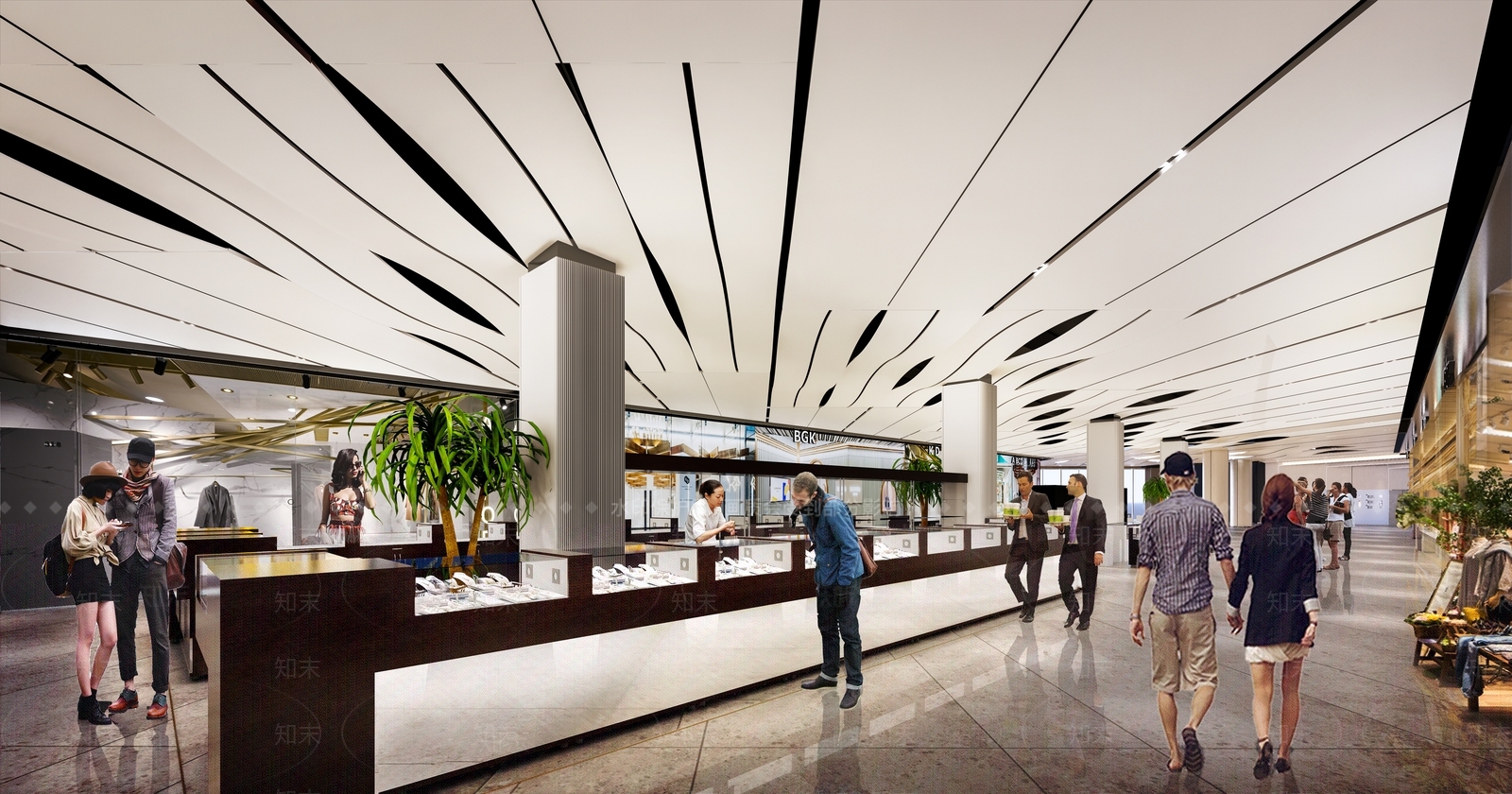 现代商场过道空间SU模型下载【ID:1126343506】