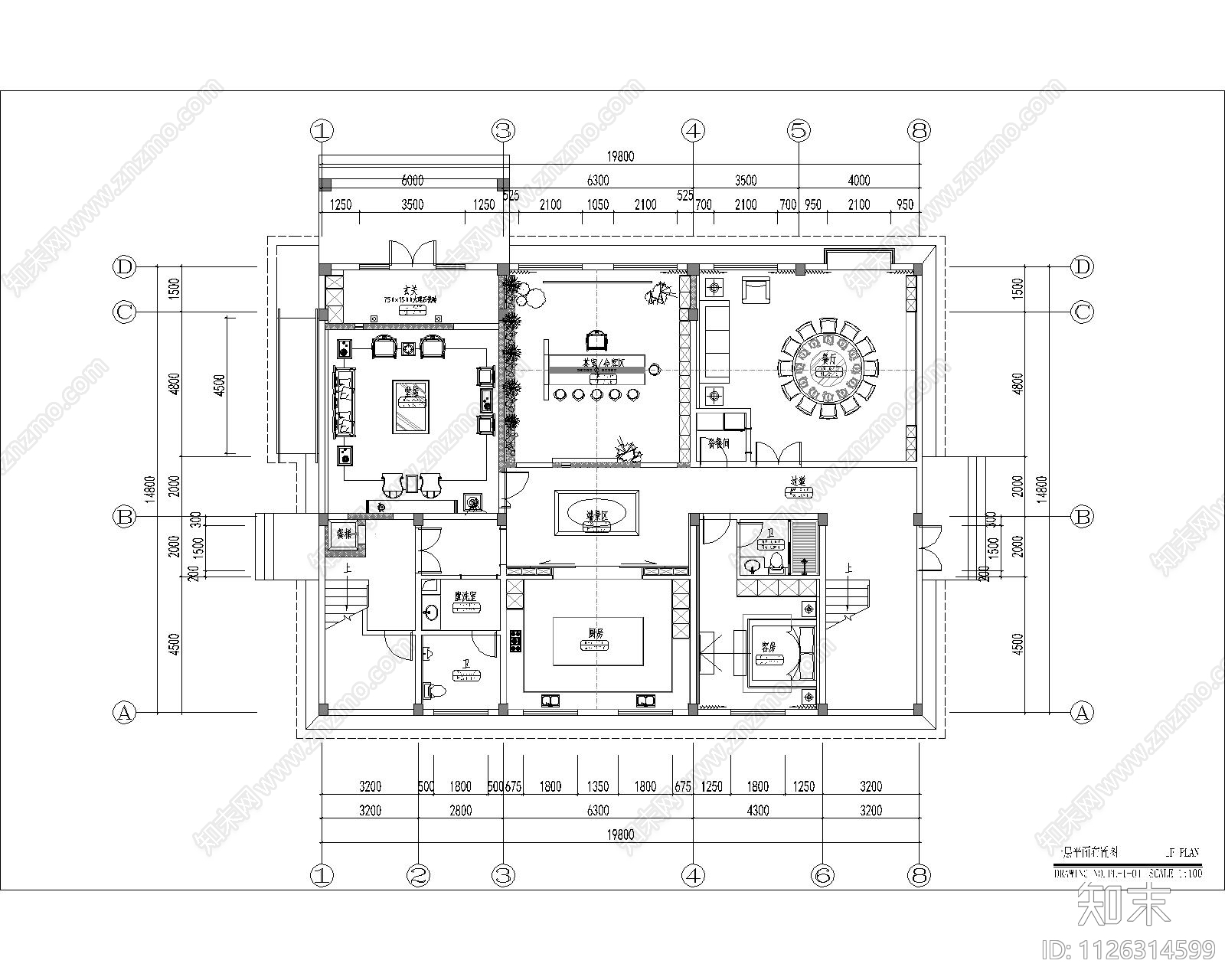 中式平面图系统图cad施工图下载【ID:1126314599】