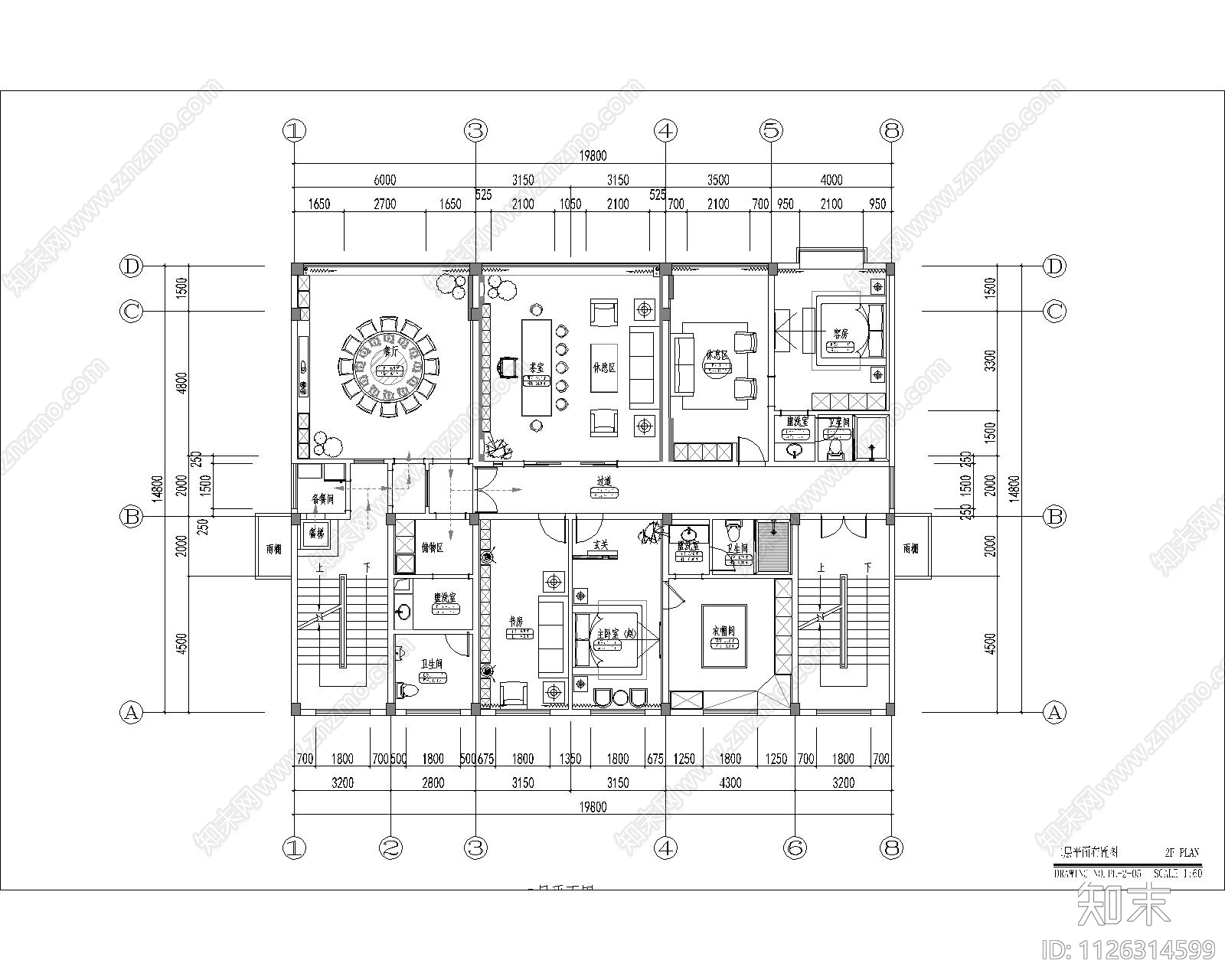 中式平面图系统图cad施工图下载【ID:1126314599】