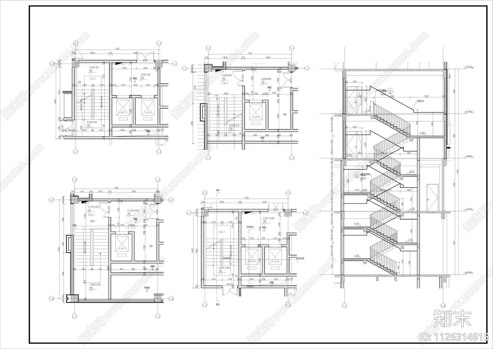 电梯楼梯间大样详图施工图下载【ID:1126314915】