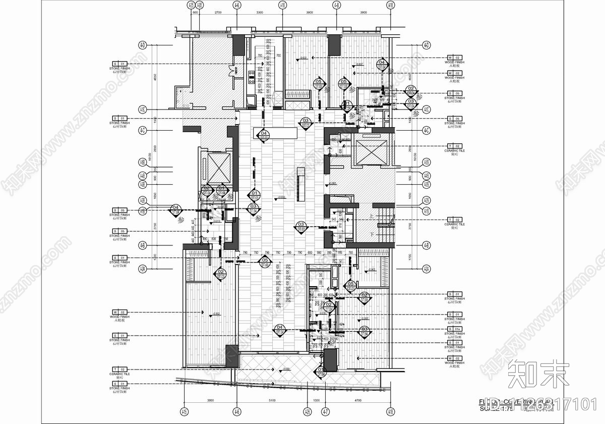 300㎡大平层CAD施工图cad施工图下载【ID:1126317101】