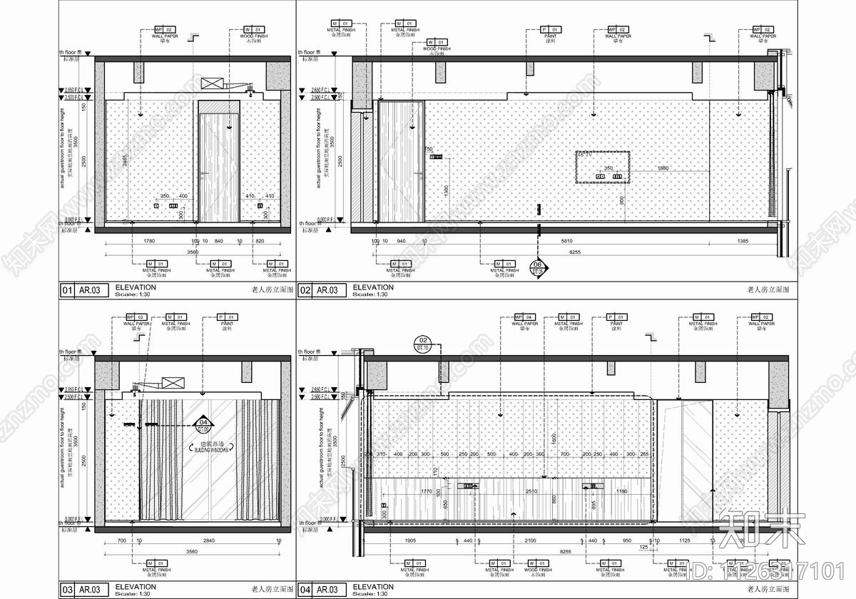 300㎡大平层CAD施工图cad施工图下载【ID:1126317101】