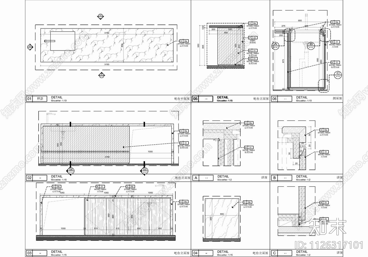 300㎡大平层CAD施工图cad施工图下载【ID:1126317101】