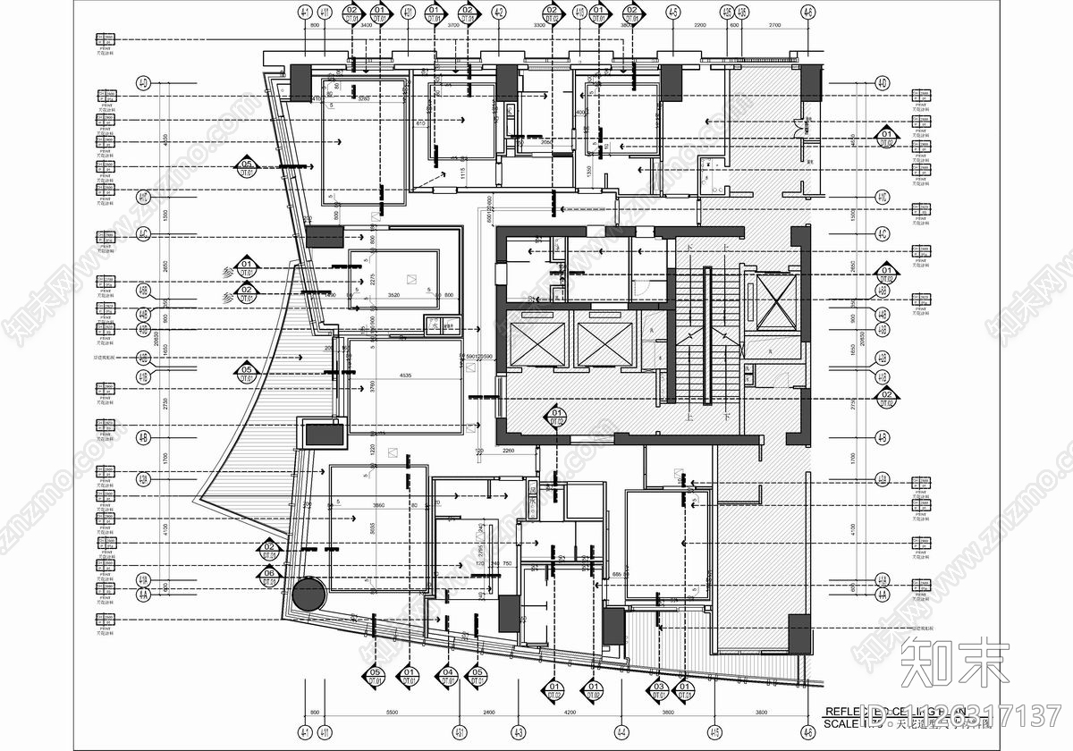 350㎡大平层CAD施工图cad施工图下载【ID:1126317137】