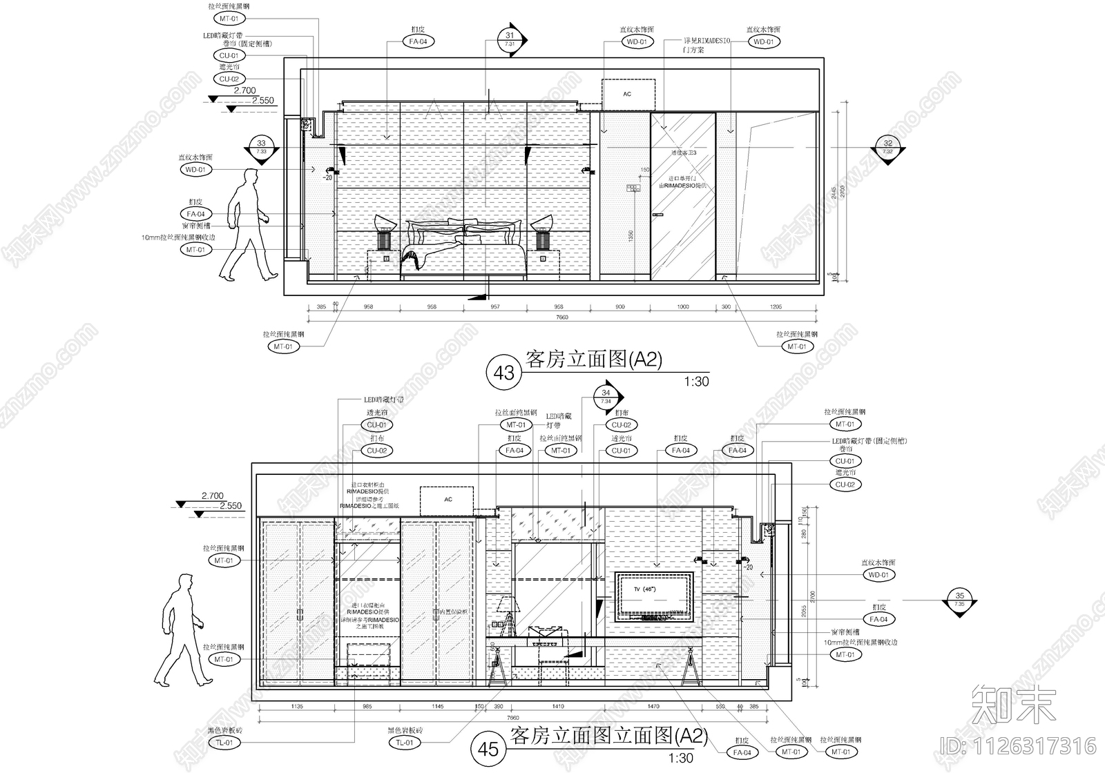 570㎡大平层CADcad施工图下载【ID:1126317316】