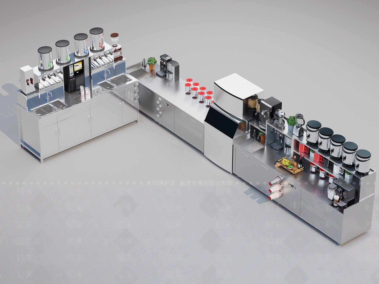 现代奶茶店操作台3D模型下载【ID:1126319327】