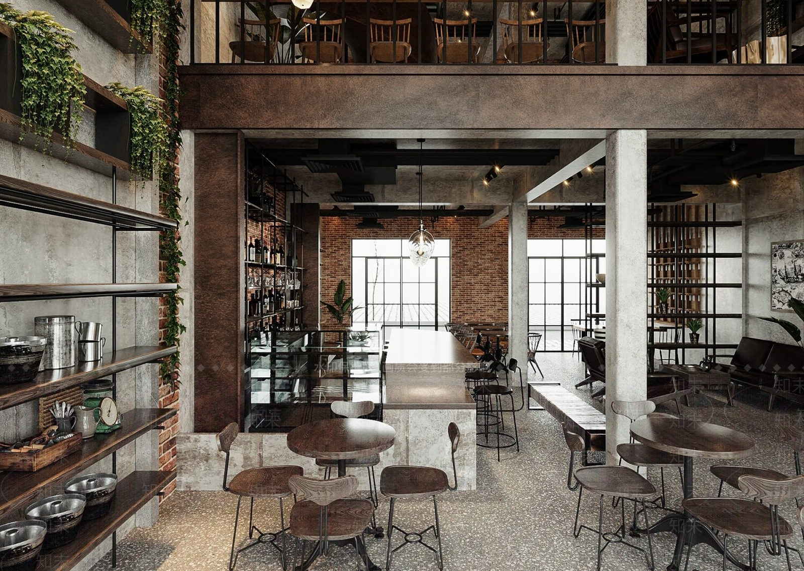 工业风咖啡厅3D模型下载【ID:1126321552】