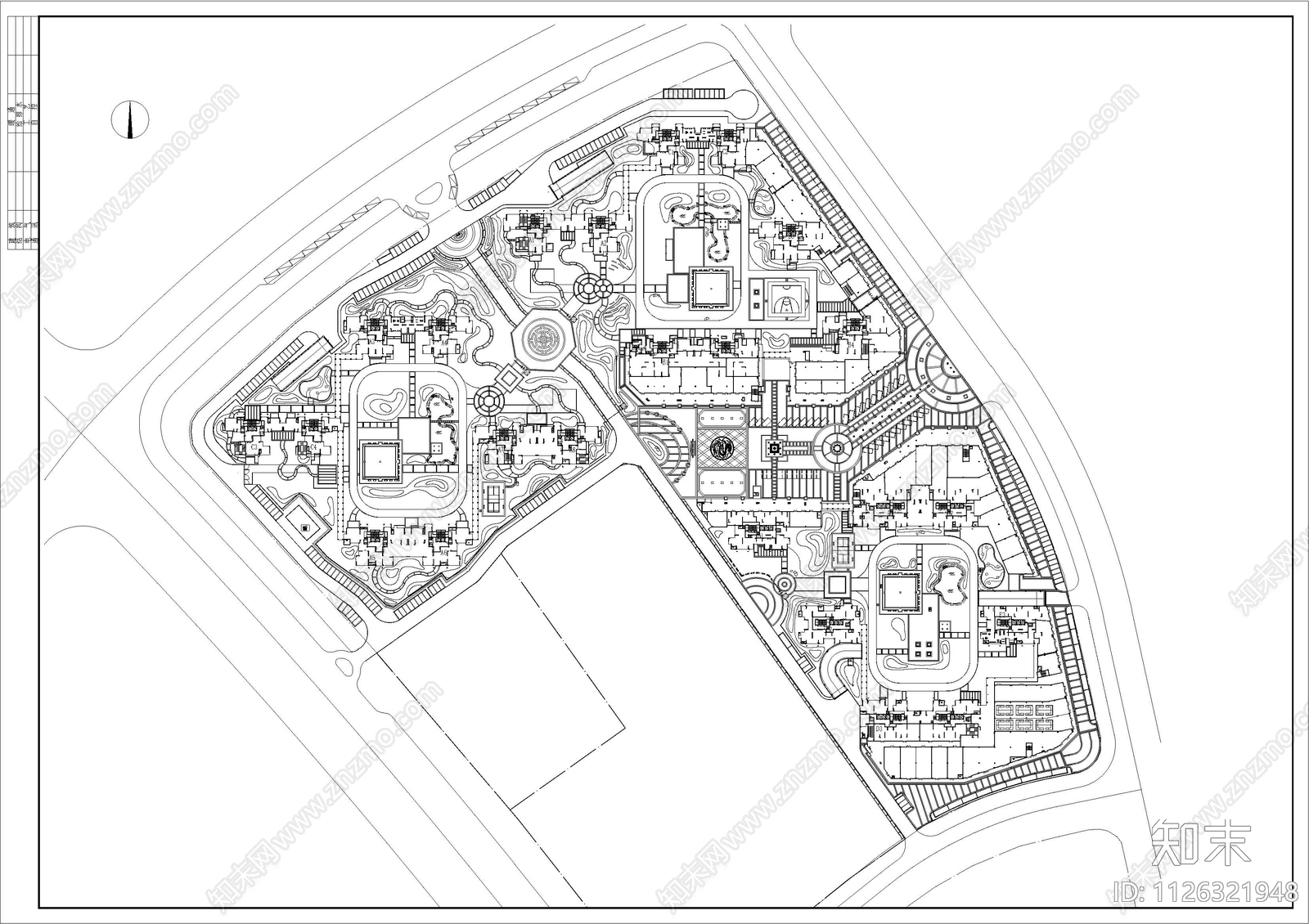 现代简约知识城南安置区二期住宅景观施工图下载【ID:1126321948】