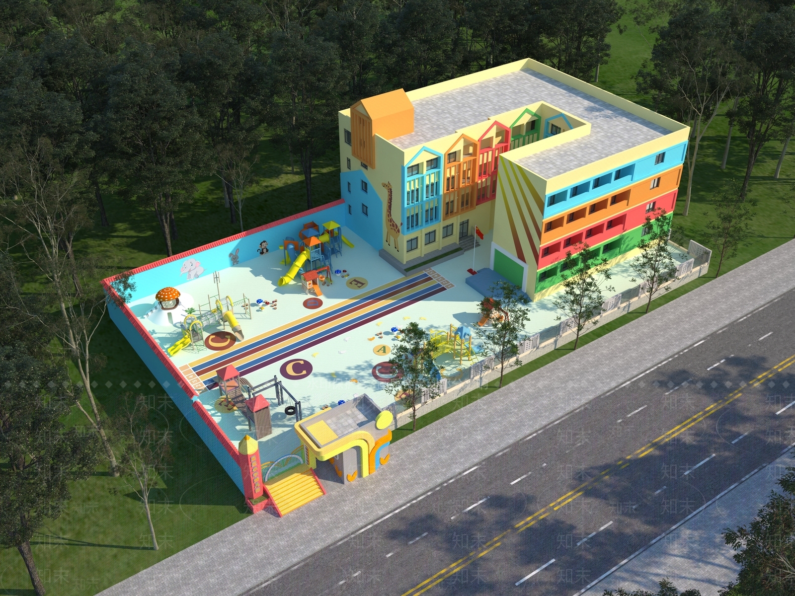 现代幼儿园3D模型下载【ID:1126327746】