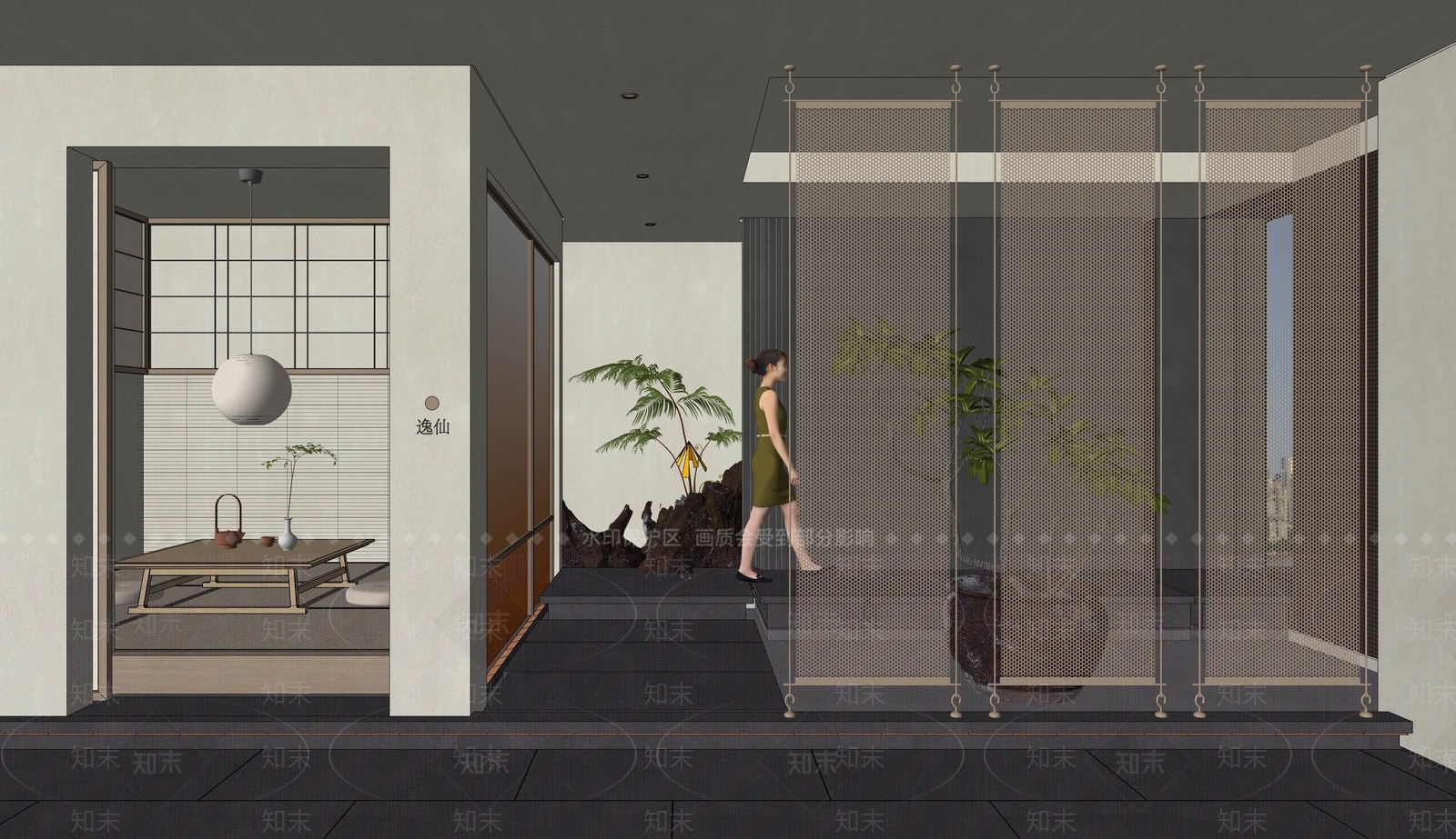 新中式茶馆SU模型下载【ID:1126328621】