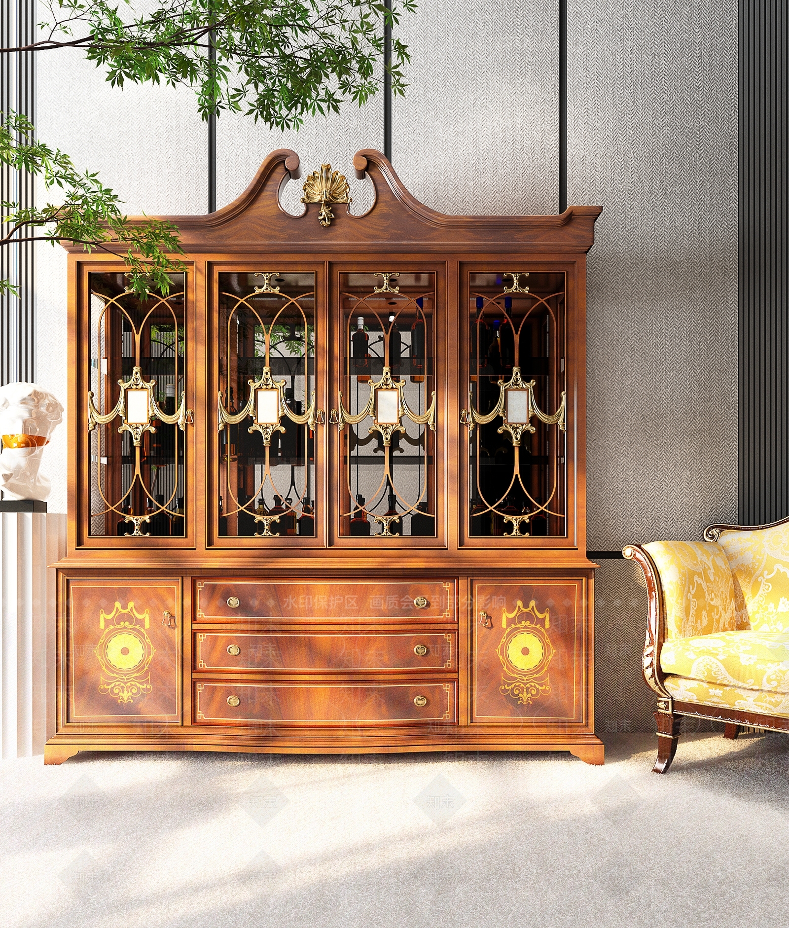 新古典酒柜3D模型下载【ID:1126342473】