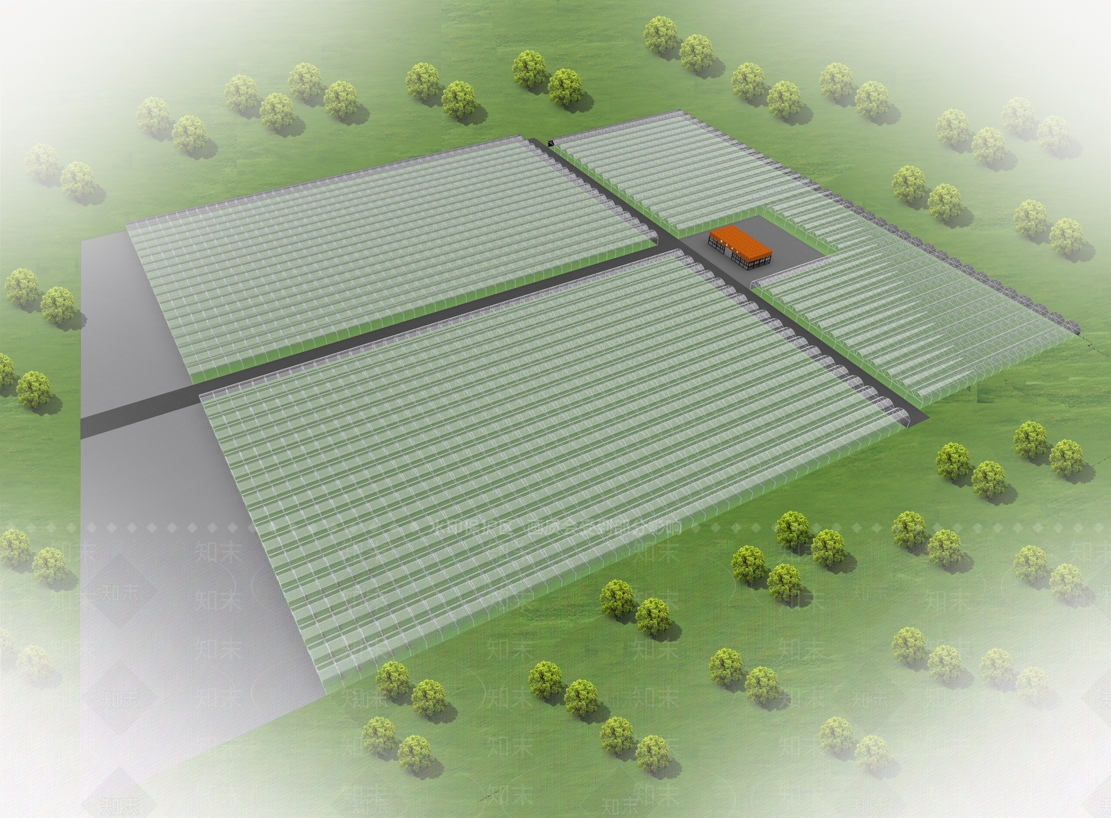 现代葡萄大棚SU模型下载【ID:1126343527】