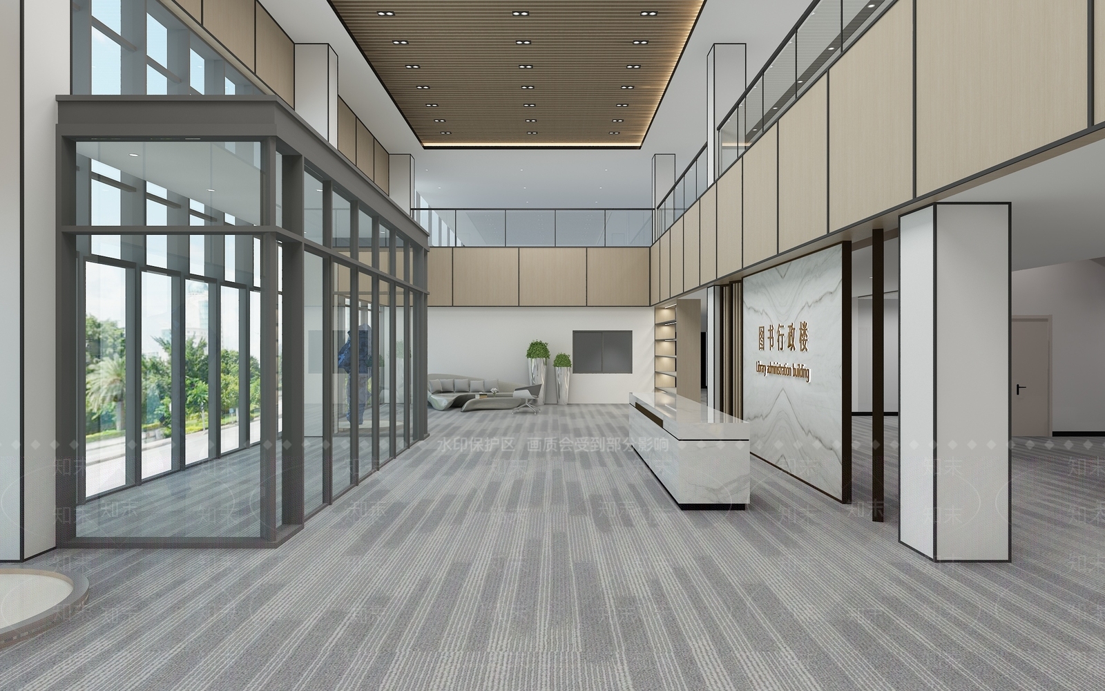 现代图书馆大厅3D模型下载【ID:1126345095】