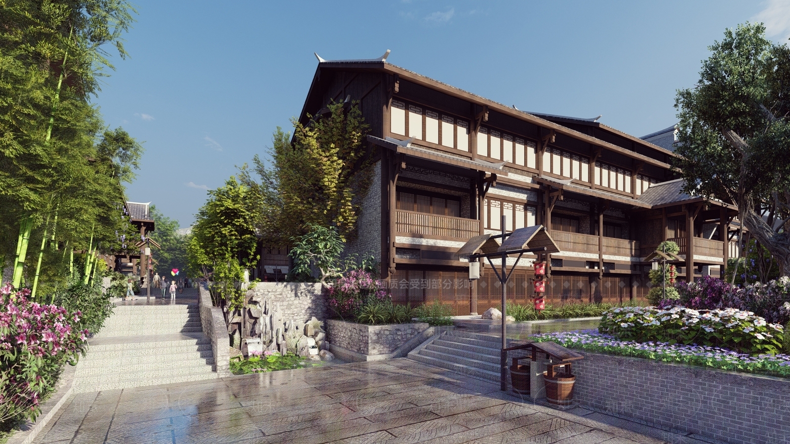 中式商业街SU模型下载【ID:1126347688】