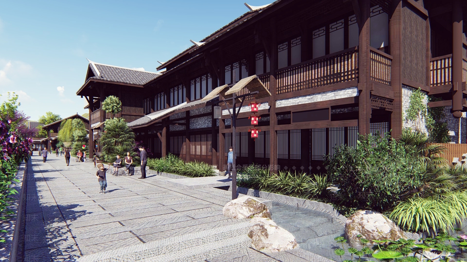 中式商业街SU模型下载【ID:1126348807】