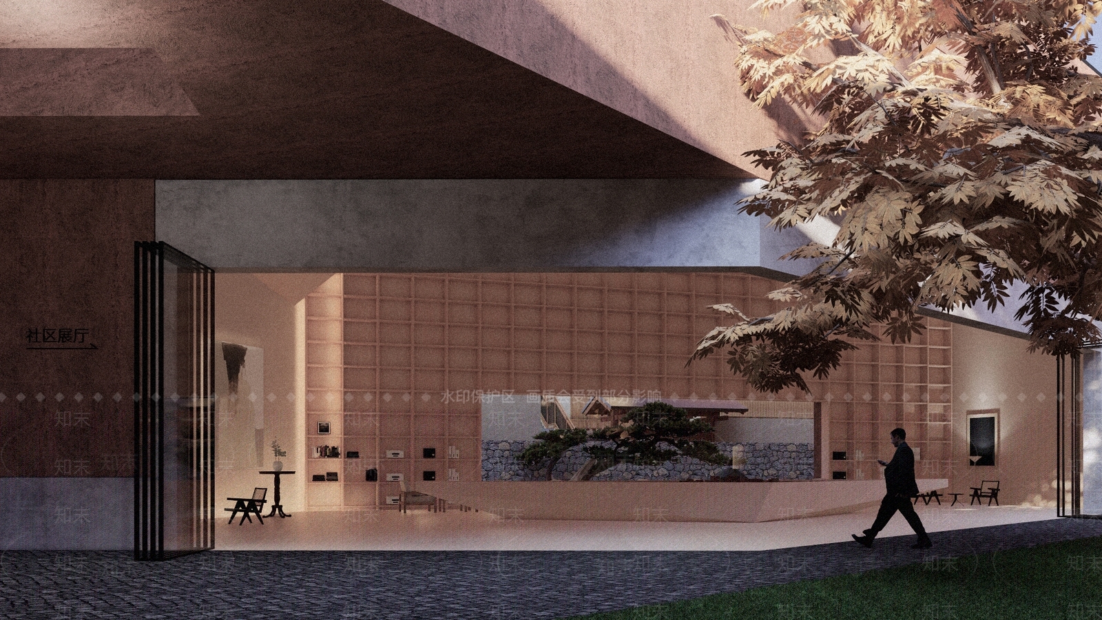 现代乡土夯土艺术中心展览馆建筑SU模型下载【ID:1134309939】