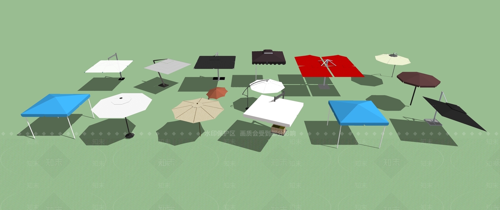 现代遮阳伞SU模型下载【ID:1126351922】