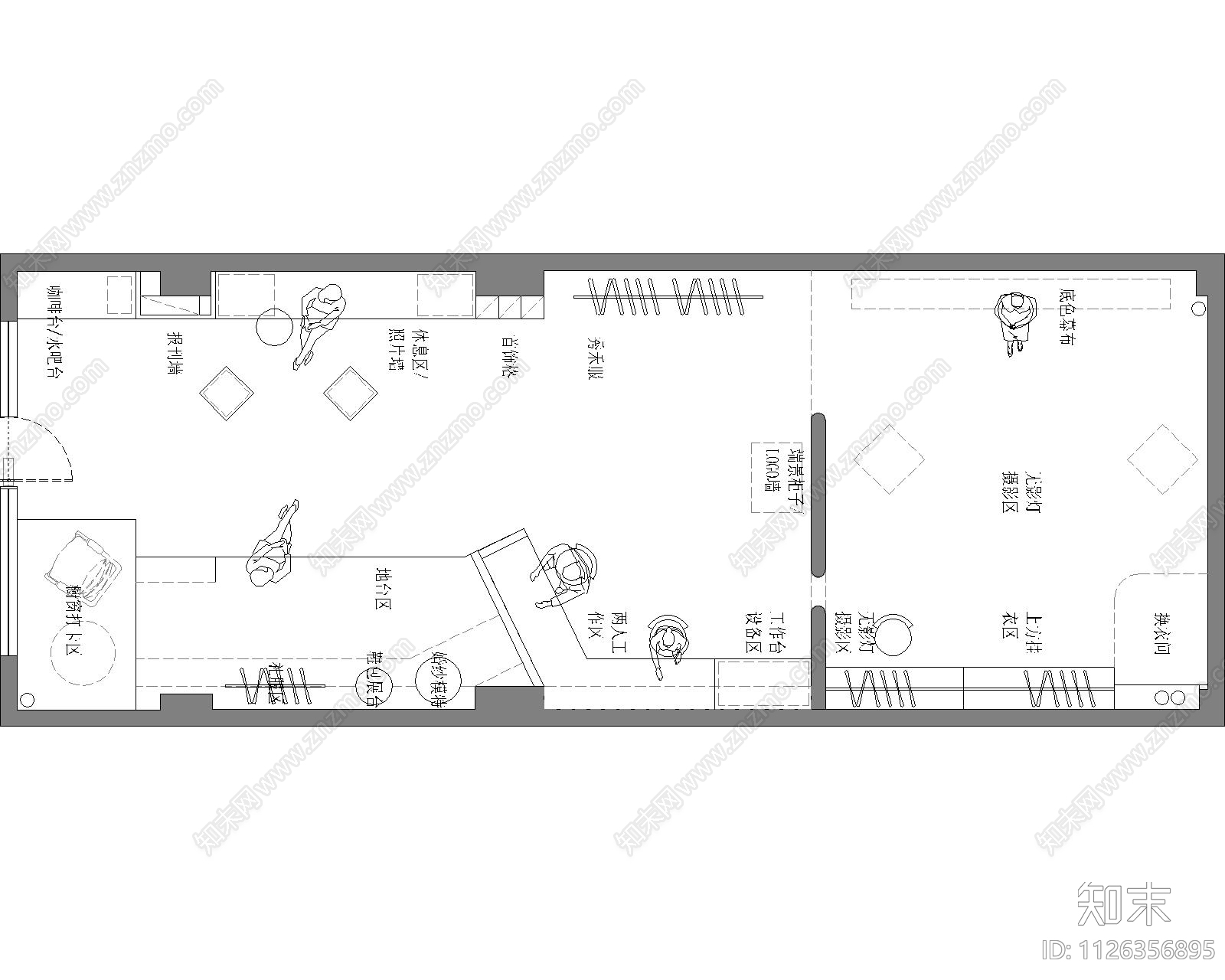 摄影店平面方案cad施工图下载【ID:1126356895】