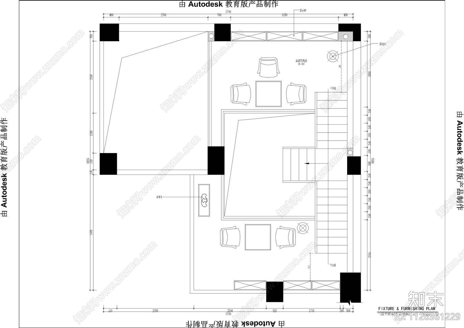 天畝会所平面图cad施工图下载【ID:1126361229】