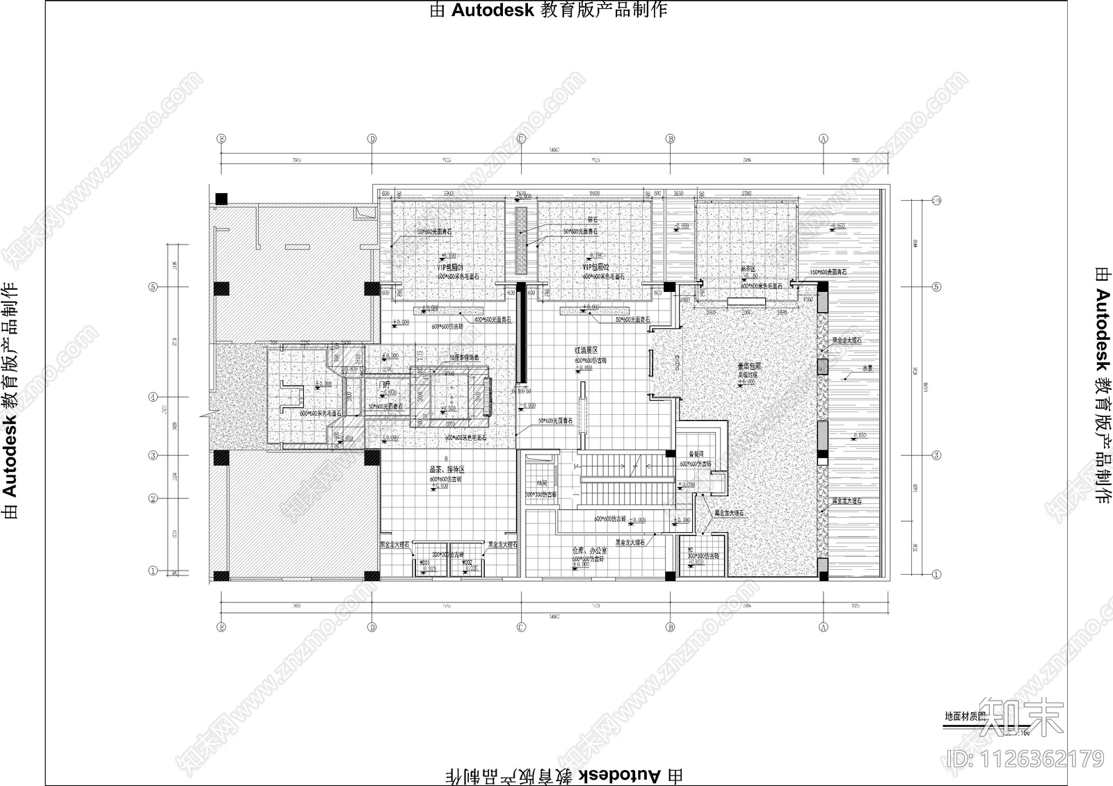 铭茶会所中式风格平面cad施工图下载【ID:1126362179】