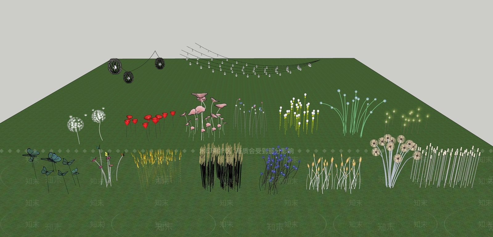 现代景观灯SU模型下载【ID:1126363807】