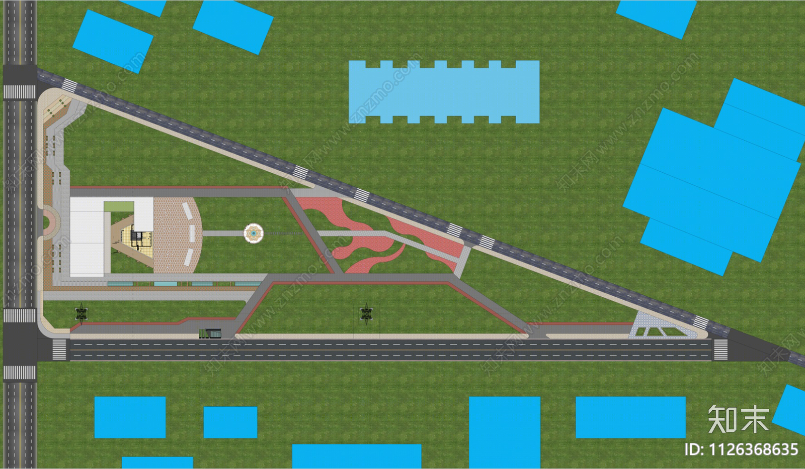 现代公园景观SU模型下载【ID:1126368635】