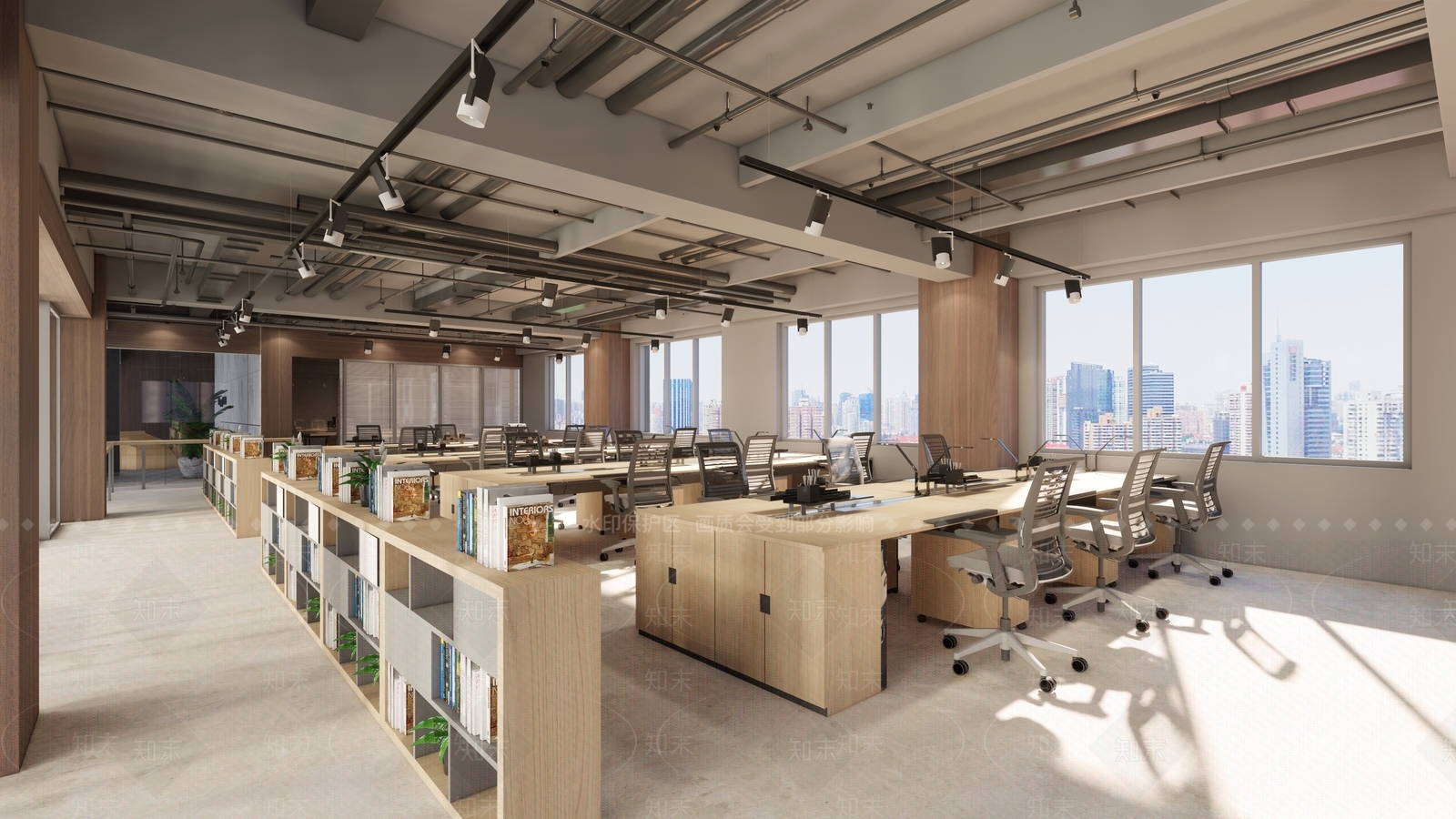 现代开放办公区SU模型下载【ID:1126372106】_知末su模型网