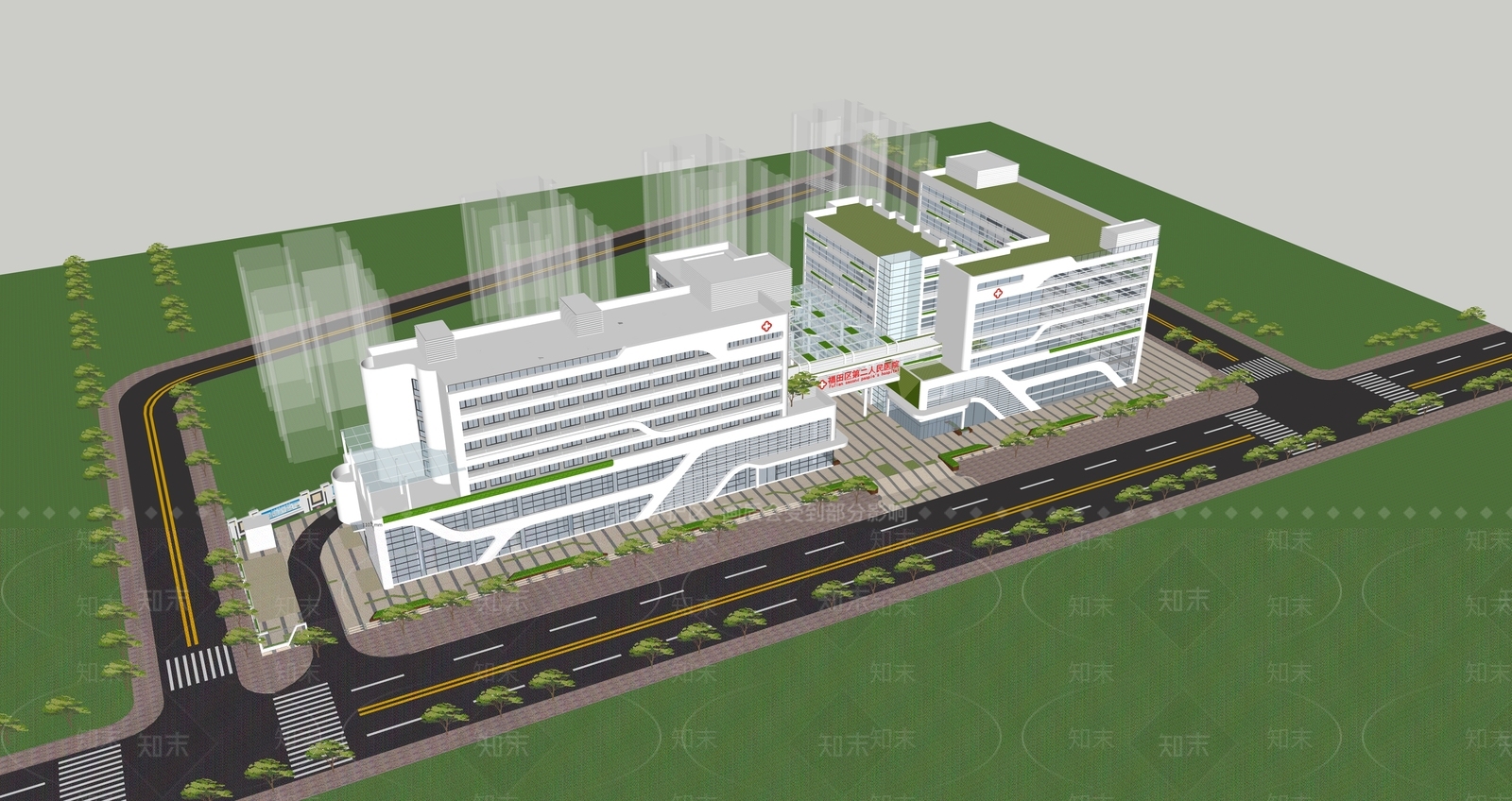 现代医疗建筑SU模型下载【ID:1126372667】
