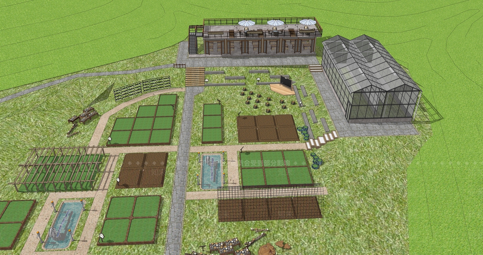 现代农场SU模型下载【ID:1126372797】