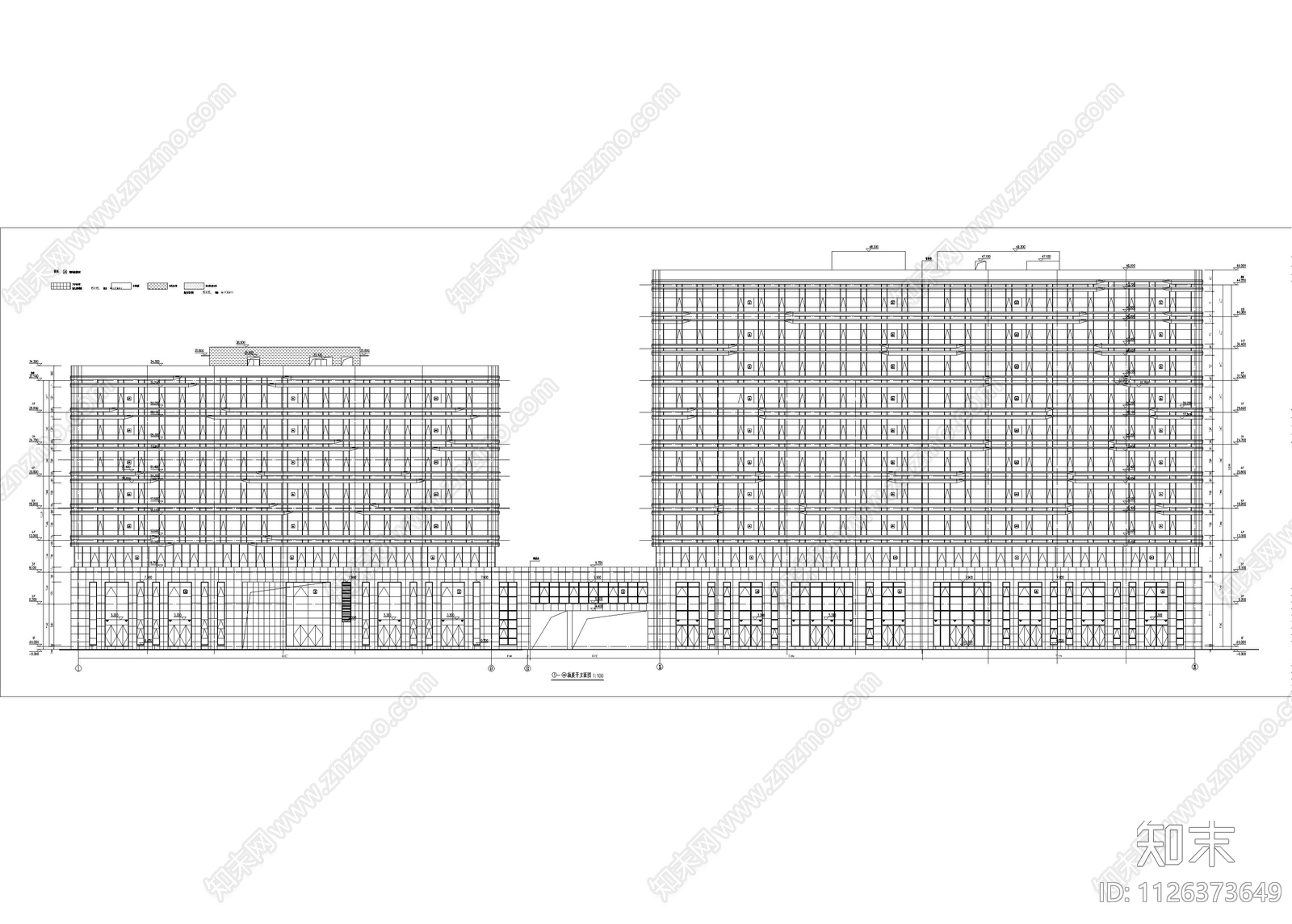 工投科技创业产业园办公大楼建筑图cad施工图下载【ID:1126373649】