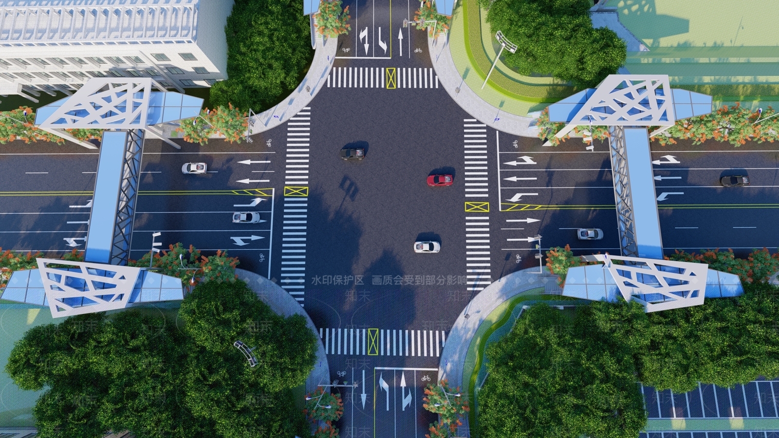 现代市政道路SU模型下载【ID:1126375765】