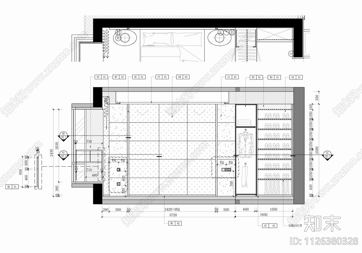 160㎡大平层CADcad施工图下载【ID:1126380328】