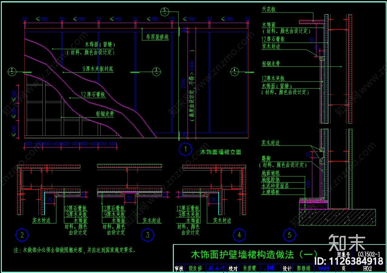 护墙板cad施工图下载【ID:1126384918】