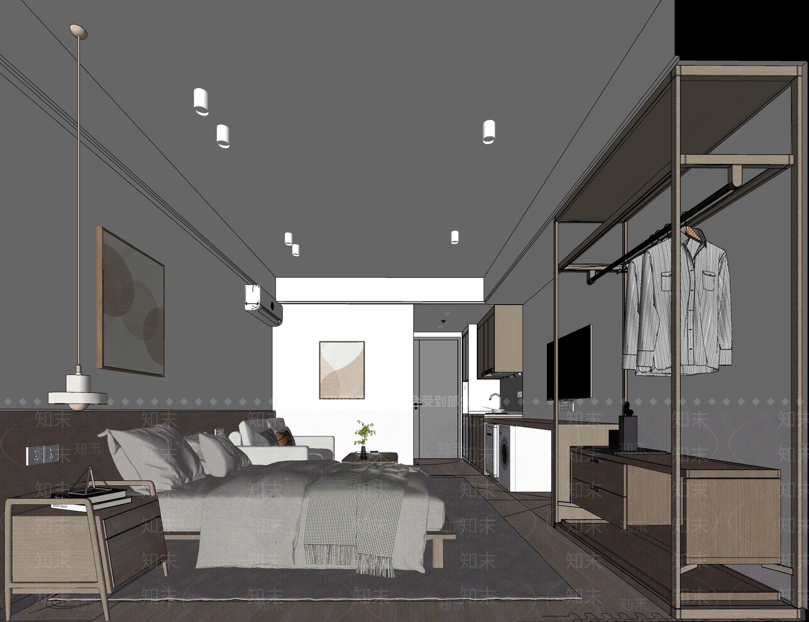 现代单身公寓SU模型下载【ID:1126406858】