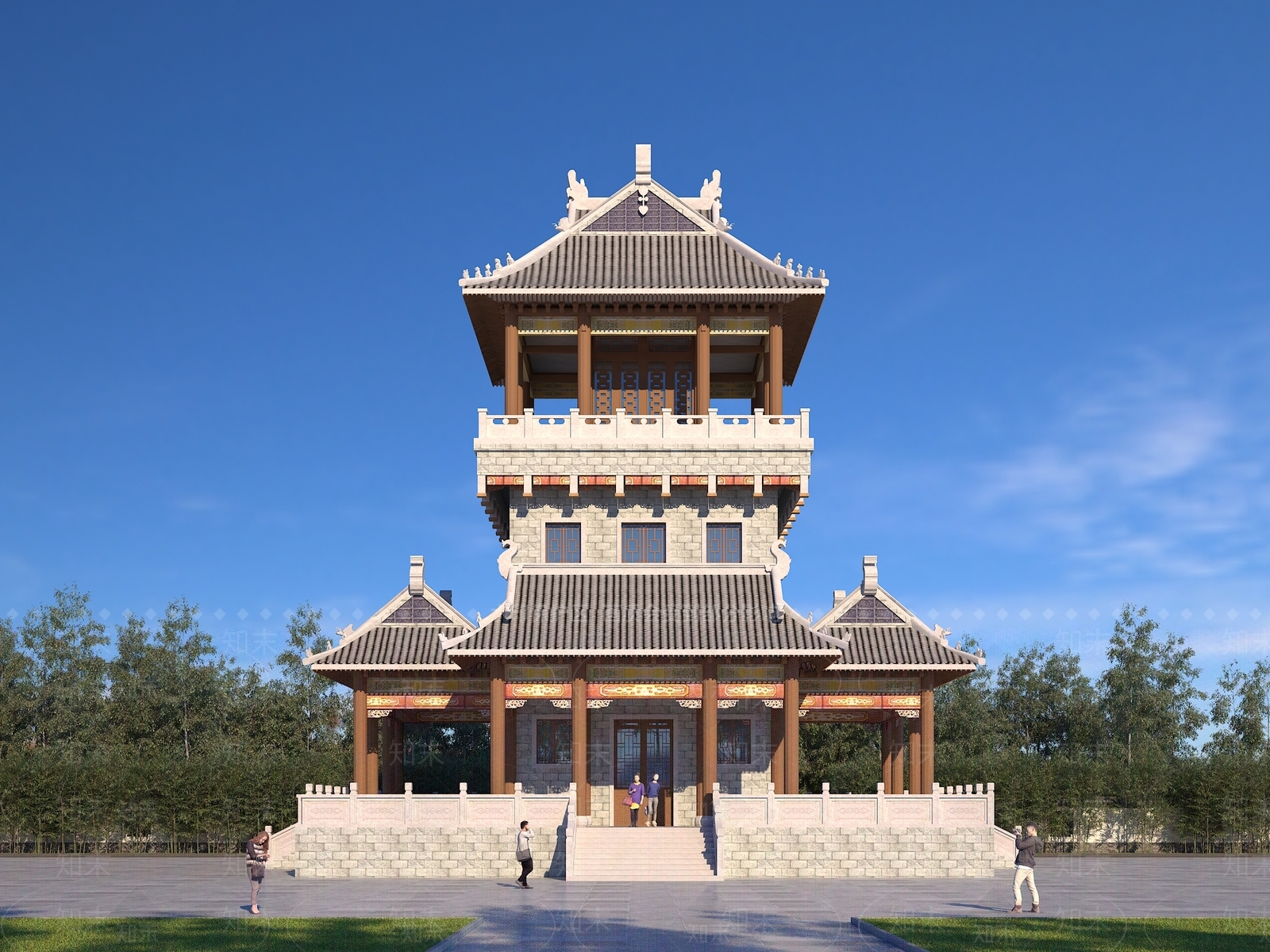 中式古建SU模型下载【ID:1126412322】_知末su模型网
