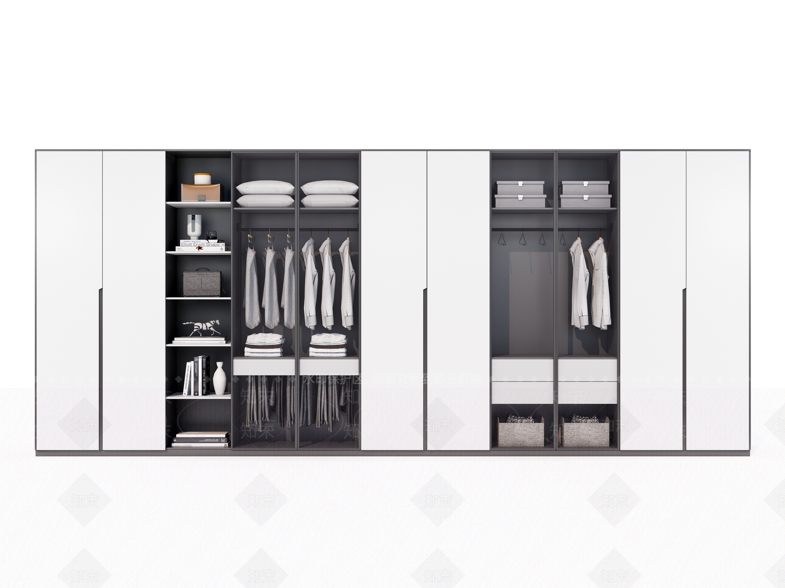 现代简约玻璃推拉门衣柜SU模型下载【ID:1126419299】