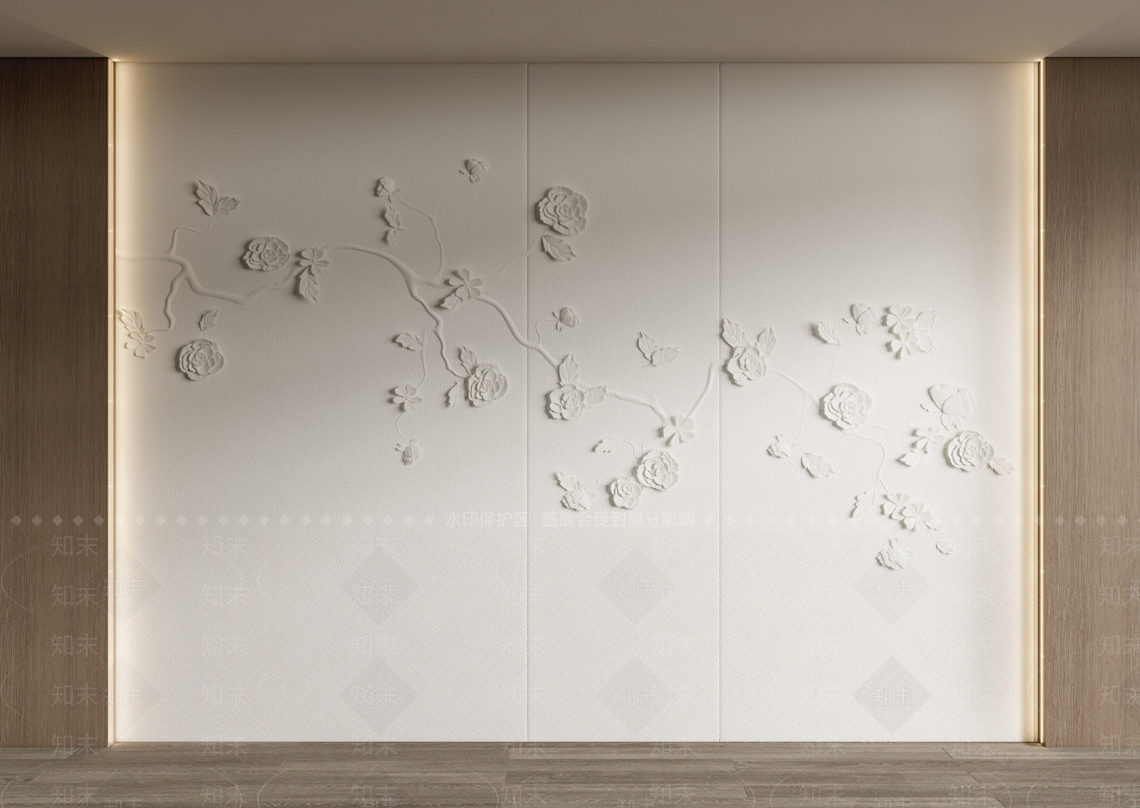 现代浮雕软包背景墙SU模型下载【ID:1126419445】